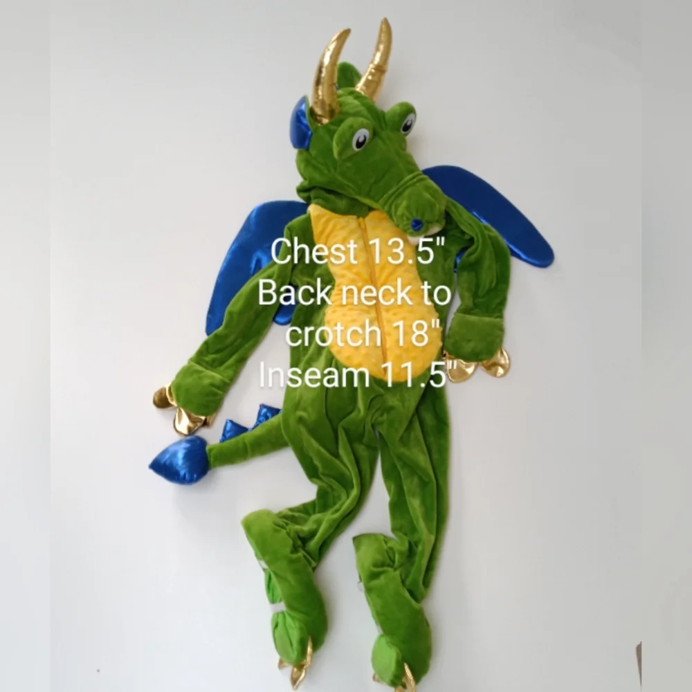Dragon Halloween Costume Plush Velour with Stuffed Head